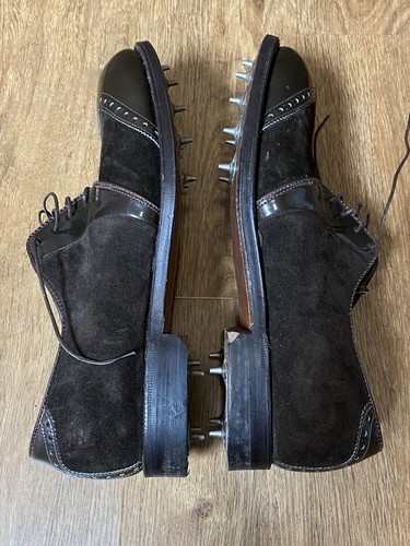 Vintage Footjoy Suede and Leather Brown Golf Shoes 9.5D - Picture 9 of 14