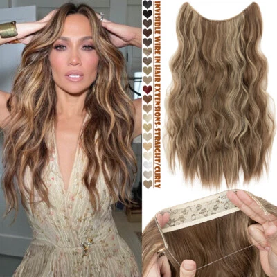DICK Unsichtbar Stirnband Draht Clip In Extensions Haarteile Flip wie Echthaar - Bild 1 von 4
