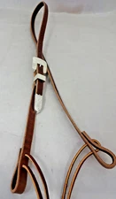 Brown Latigo Leather 1/2" Bosal Hackamore Hanger Silver Plate Square Buckle Set