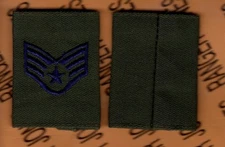 USAF AIR FORCE STAFF SERGEANT SSgt E-5 OD Green & Blue Slip on rank patch 
