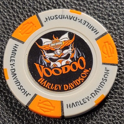 VOODOO HD ~ LOUISIANA (Gray/Org Full Color design2) Harley Davidson Poker Chip