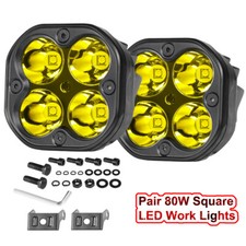 2x 3 Spot Led Cube Pod Squadron Sport Amber Led Pair Driving Lights Offroad Suv