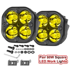 For 03-09 Lexus GX470 A-Pillar Mount 3" Yellow LED Ditch Light Kit Spot Fog Lamp