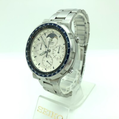 w2078] SEIKO 7A48-7050 FISHING MASTER Moon phase Quartz New