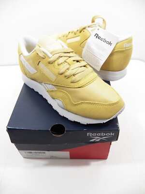 REEBOK NEW NWB WOMENS 5.5 SUEDE LEATHER SNEAKERS SHOES CLASSIC NYLON YELLOW VTG