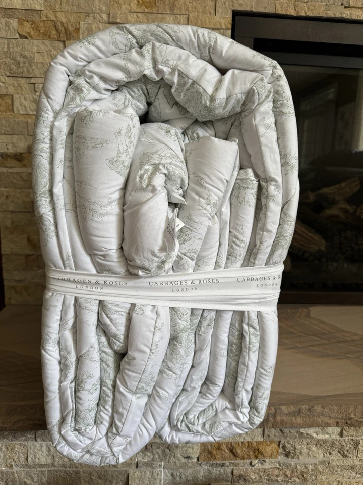 Coles y Rosas KING Country Toile Verde Salvia Edredón Fundas 100% Algodón NUEVO Foto 4 de 4