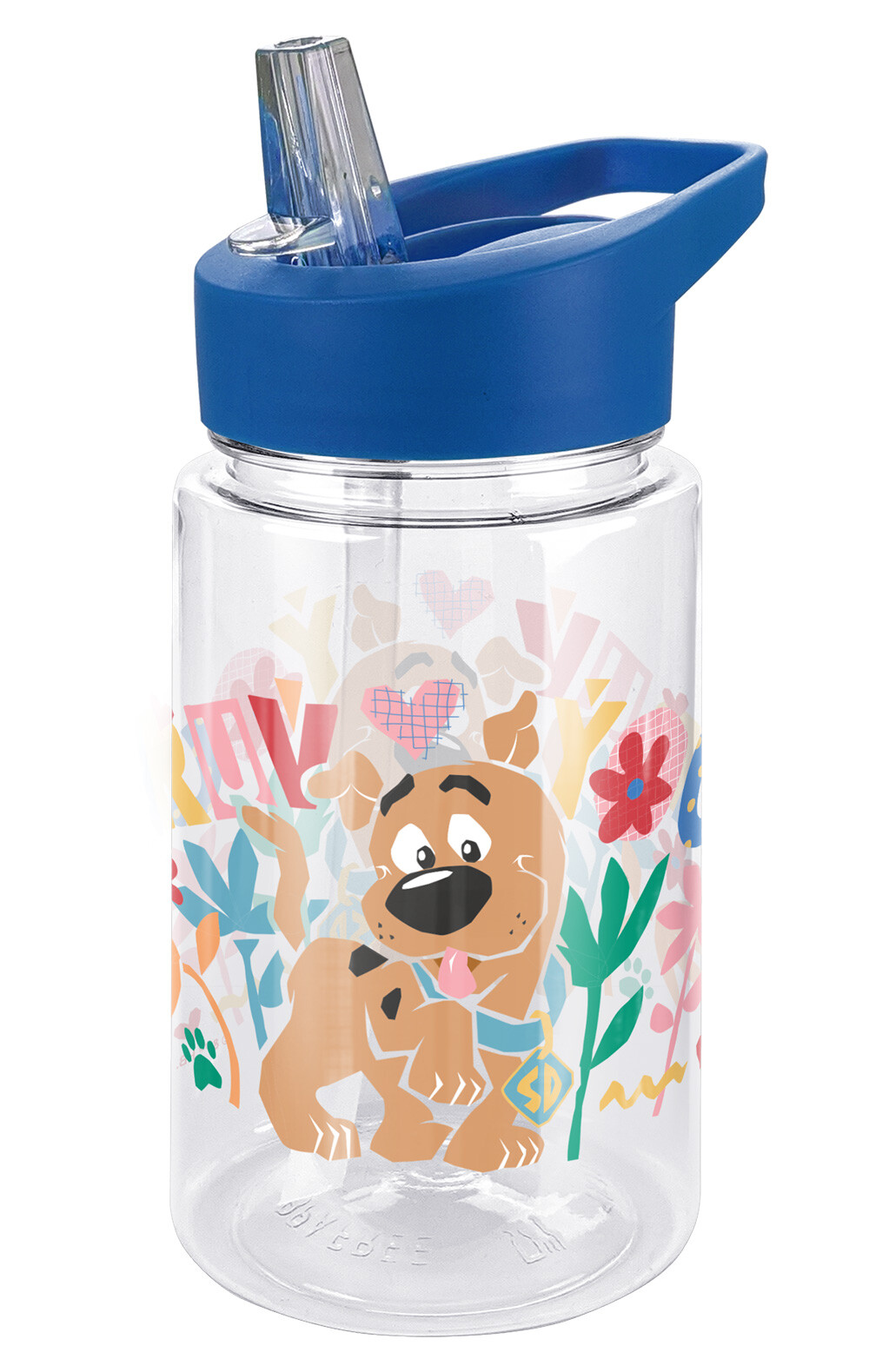 Scooby Doo! Ruv You Kids Plastic Water Bottle Straw Lid Handle 12oz