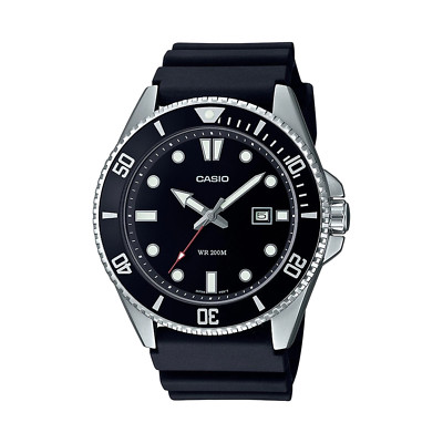 Casio Diver MDV Duro Analog HERREN Collection 200m SCHWARZ Black HARZ Armband