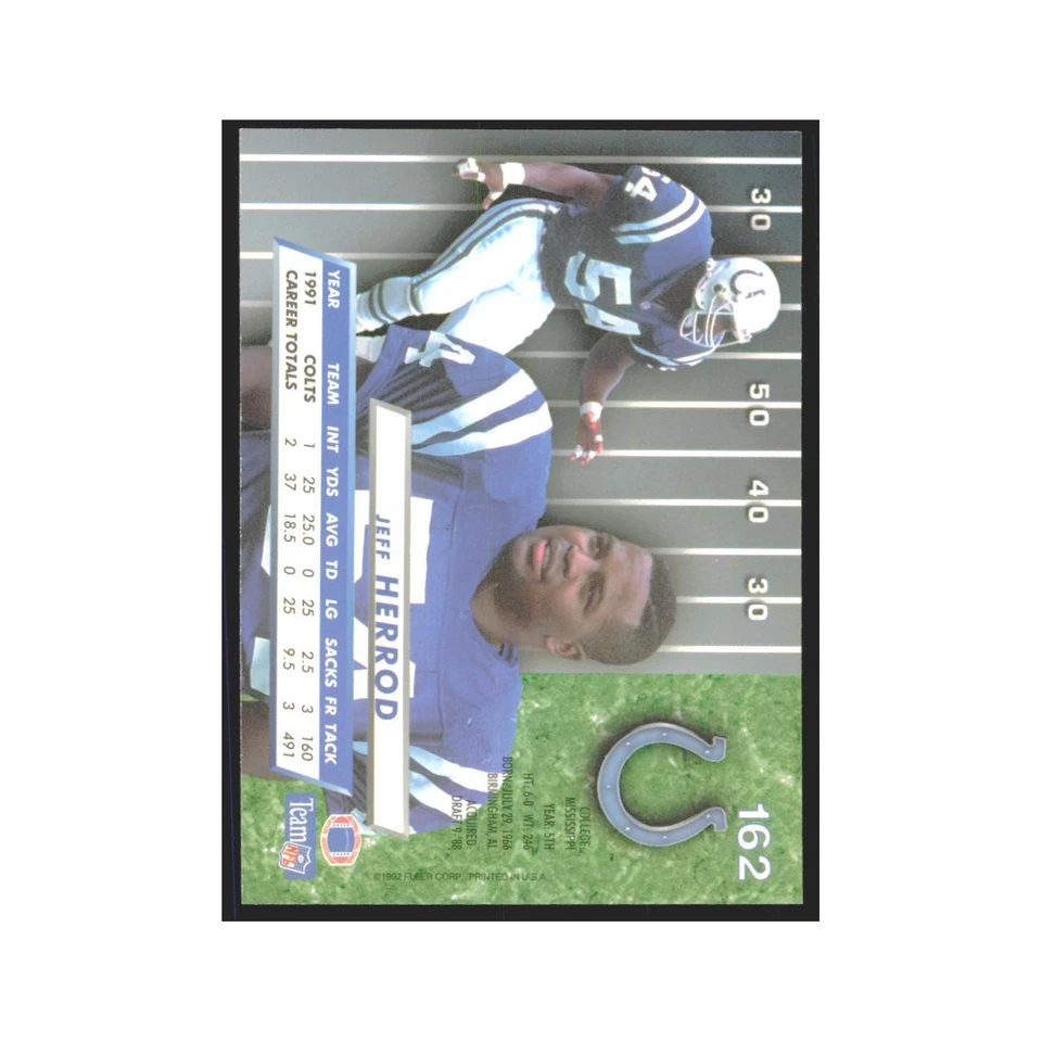 Jeff Herrod 1992 Fleer Ultra #162 Football Cards Football Card NM - Image 2 of 3