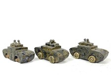 3x Vintage Barclay 4562 US Army Two Men Gunner Tank Slush Cast Meta 3.75" READ