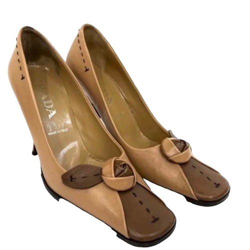 PRADA Size 9.5 Brown Perforated Leather Platform Lace-Up  display picture 1