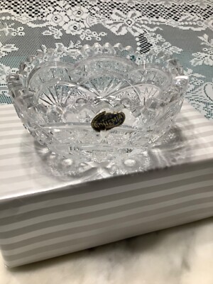 STUNNING Vintage Hand Cut Crystal Bowl - Bohemia Czech - Pinwheels & Sawtooth