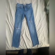 We The Free Free People Mid Rise Distressed Raw Hem Jeans Size 25