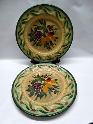 2 Certified International La Toscana 11'' Dinner Plate Pamela Gladding Fruit Desi