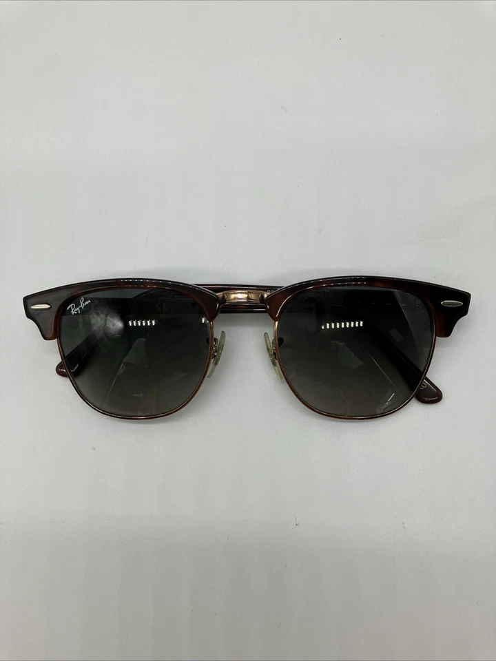 Clásico Ray Ban clubmaster marrón tortuga marco oro rosa lente gris hecho en Italia Foto 2 de 4