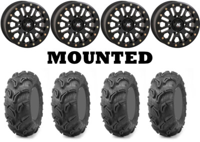 Kit 4 Maxxis Zilla Tires 27x10-14 on High Lifter HL23 Beadlock Matte Black 1KXP