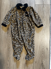 Little Me Baby Size 12 Months Vintage Fleece Leopard Print Footie Pajamas