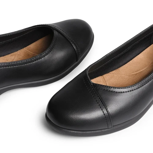 Women Round Toe Low Heel Flats Comfortable Slip On Office Work Flat Shoes - Picture 4 of 25