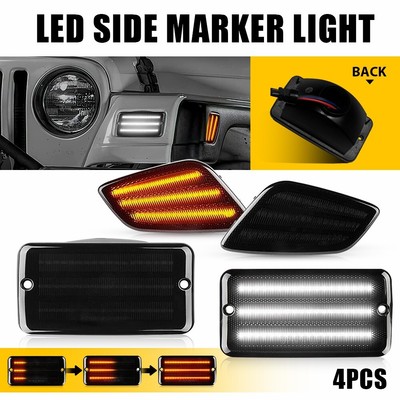 Dynamic 4X LED Turn Signals Front Lamp Bumper Light For 35582 Jeep Wrangler TJ