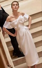 NWT. $2590 Carolina Herrera Bow Front Off Shoulder Wedding Bridal Dress 12 white
