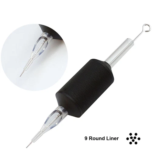 9 Round Liner Disposable Tattoo Needle Tube Combo 25mm 1 Inch Grip Box of 20pcs - product listing photo