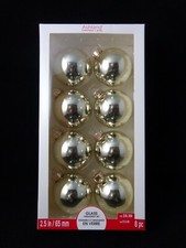 ASHLAND GOLD BLOWN GLASS CHRISTMAS BALL ORNAMENTS 2.5" BOX OF 8