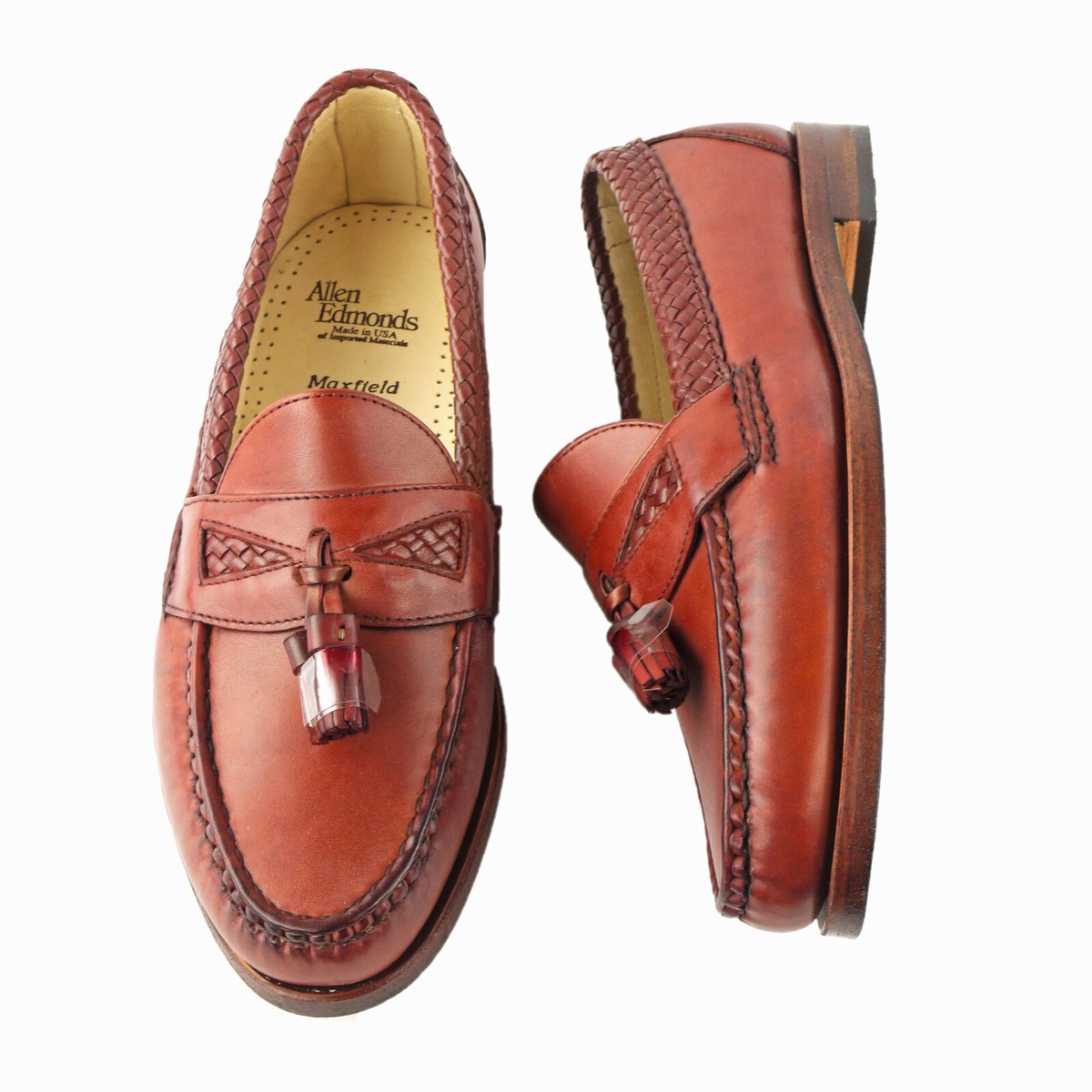 NEW Old Stock ALLEN EDMONDS Maxfield Tassel Loafers 9 D Chestnut