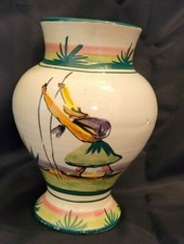Hand Painted Pottery Vase - Peruvian Scene - Signed - Made in Peru