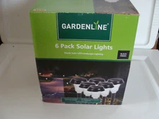 Gardenline LED Solar Yard Path Landscape Lights set of 6  NOS black 12" tall