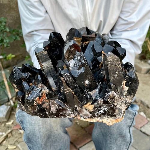 6.65LB Natural Black Smoky Quartz Crystal Cluster Raw Mineral Specimen - 第 9/14 張圖片