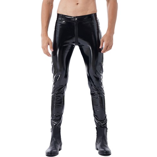 Tiaobug Herren Motorrad Lederhose Kunstleder Lange Hose Leggings Glänzend Pants - 第 26/56 張圖片