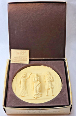 Vintage Italian Plaster Wall Plaque AIDA by Di Volteradici 1978 Relief Art