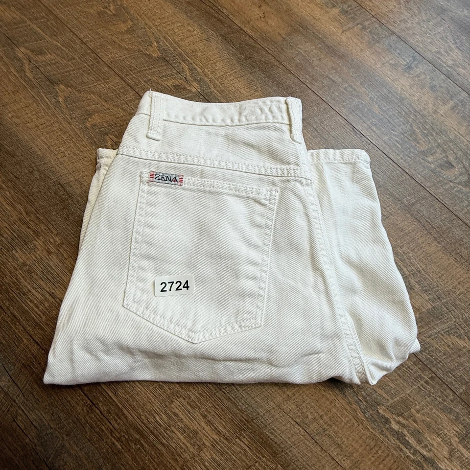 Pantalones Cortos Vaqueros Mamá ZENA Vintage Años 80 Blanco Tiro Alto Talla 12 Preppy Retro Foto 3 de 4
