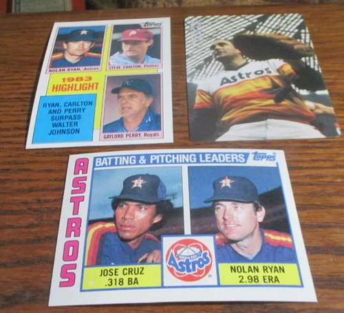 3) Nolan Ryan baseball cards 1984 Topps #4 #66 1992 Mother's Cookies #5 - Astros