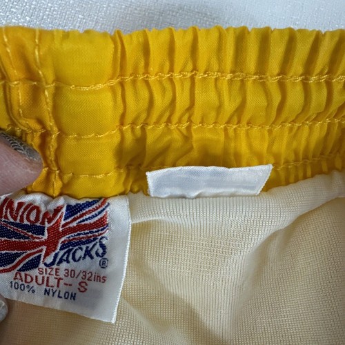 Vintage 80s Kids Medium Lined Nylon Running Jogging Soccer Shorts Yellow - Picture 3 of 9