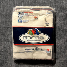 Vintage Fruit of the Loom Boys Crewneck White T-Shirts Size S 2-4 NOS 1989