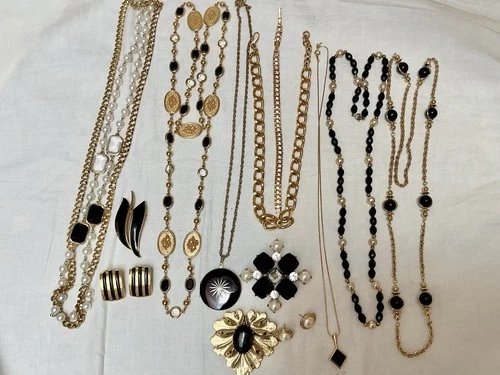 VTG - Now Gold Tone Jewelry Lot, Trifari, Chunky Monet, Avon Necklaces, Earrings