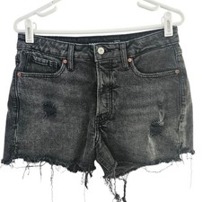 Old Navy High-Rise O.G. Straight Distressed Black Denim Shorts Size 8