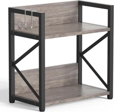 Spice-Rack-Organizer-Shelf for Kitchen Counter, 2 Tiers Coffee Medium, Grey 