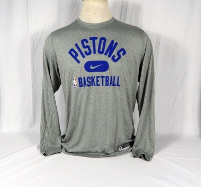 2021-22 Detroit Pistons Team Issued Grey Long Sleeve Training Shirt 063 L 08S