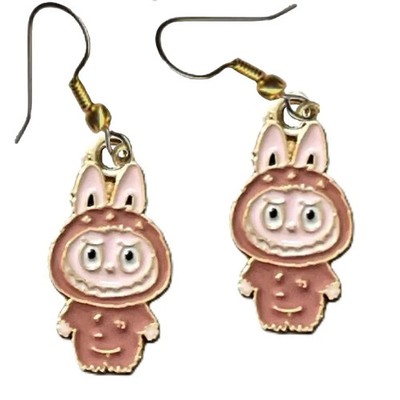 Creepy Cute FUFU MONSTER BUNNY Funky EARRINGS Fang Smile Charm Novelty Jewelry-W