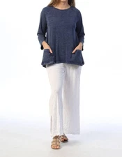 Jess & Jane Denim Mineral Washed Patch Pocket Cotton Top Size 2X