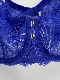 Aubade Paris Womens Half Cup Bra Cyclades Blue Size 36 Cut-Out Trimmed Elegant