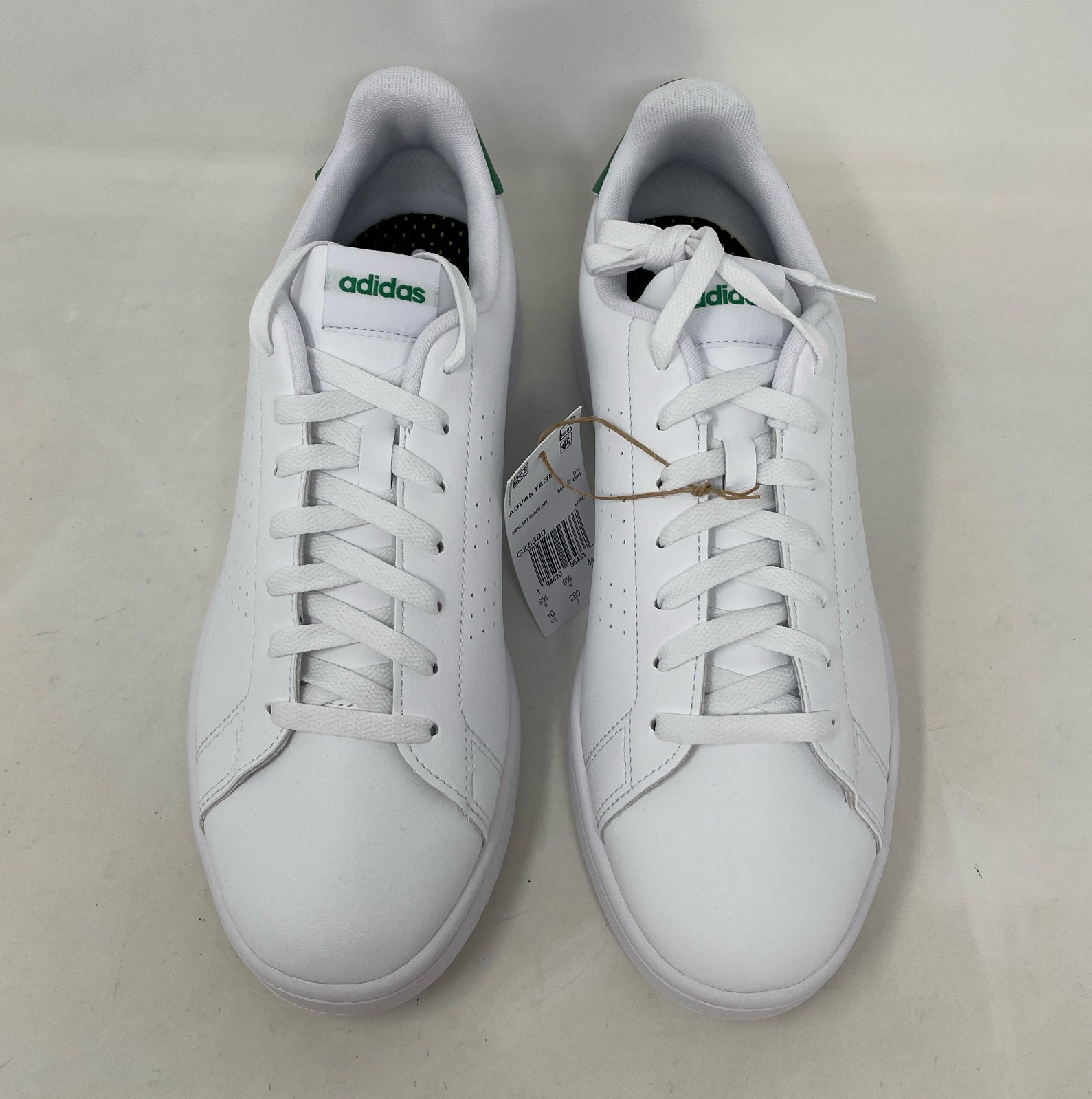 adidas Advantage Cloud White/Green Men’s 10 GZ5300 Classic Court Sneaker