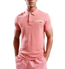 LACOSTE Men  s Big Tall Washed Effect Embroidered Logo Mesh Polo Shirt Sierra Red