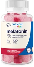 Nutricost Kids Melatonin Gummies 1mg, 120 Gummies, Strawberry Flavored