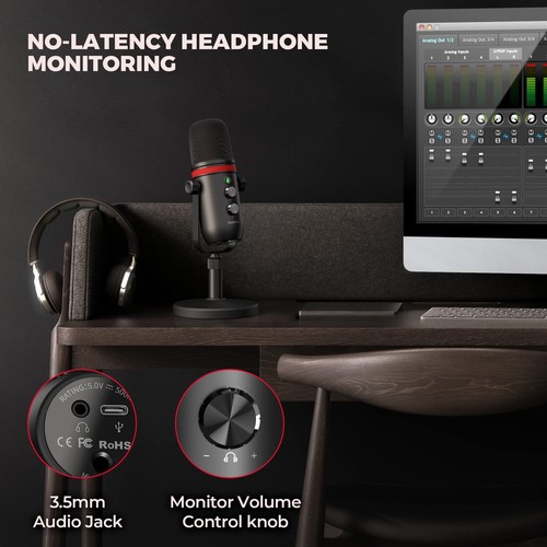 USB Microphone Computer Condenser Gaming Mic for PC/Laptop/PS4/5 Headphone Ou... - Bild 5 von 7