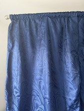 Blue Floral Jacquard Lined Rod Pocket Curtain Panel 52 x 84in Light Filtering