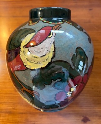 Rare 1910s Tuscan Decoro Golden Pheasant Vase Canning Pottery Co Fenton, England