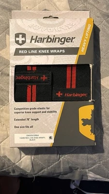 Harbinger Red Line Black Knee Wraps Competition Grade Extended 78" Long - 13286 - Image 1 of 2